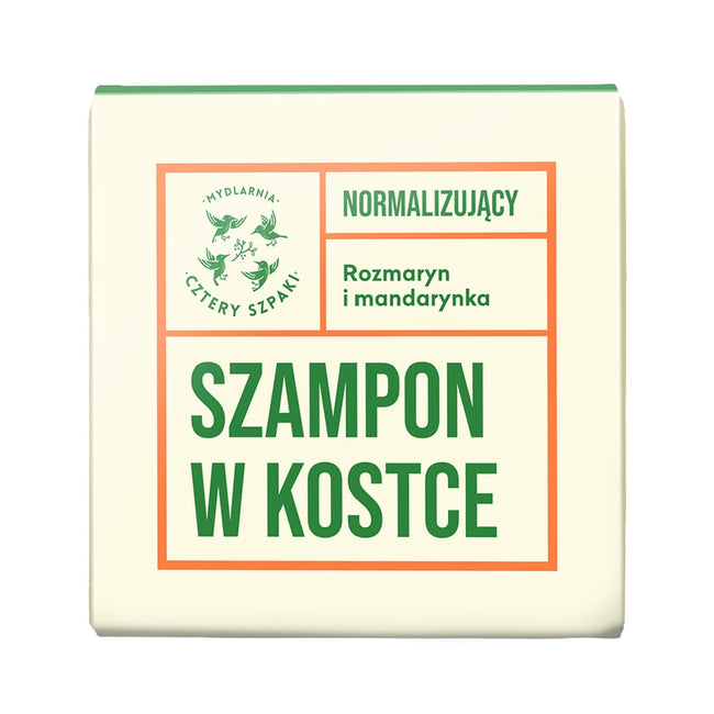 Mydlarnia Cztery Szpaki Normalizujący szampon w kostce Rozmaryn i Mandarynka 75g