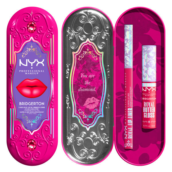 NYX Professional MakeUp Bridgerton Royal Treasures 2-Piece Lip Kit zestaw błyszczyk i konturówka 2szt.