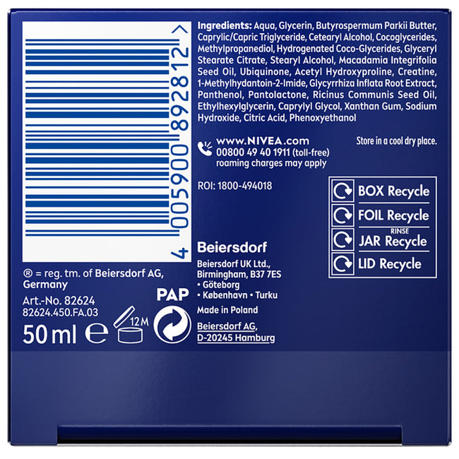 Nivea Q10 Anti Wrinkle Sensitive Revitalising Night Cream krem do twarzy 50ml