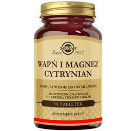 Solgar Wapń i Magnez Cytrynian suplement diety 50 tabletek