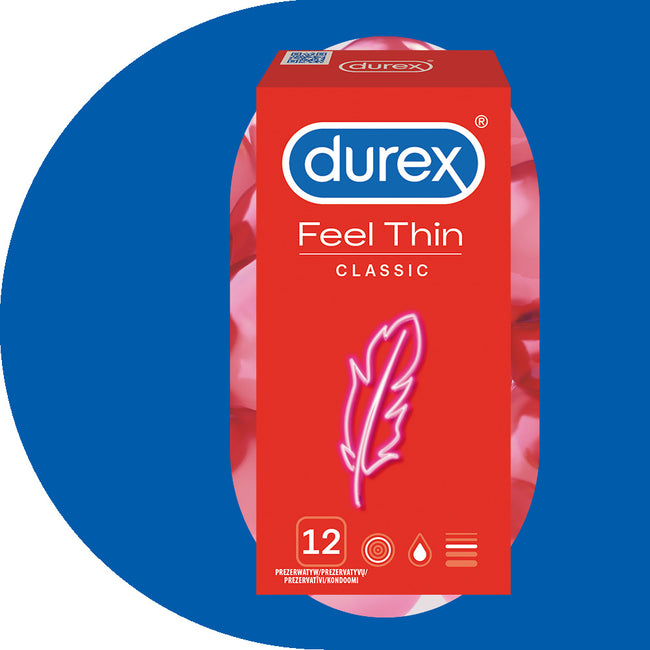 Durex Feel Thin Classic cienkie prezerwatywy lateksowe 12szt
