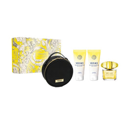 Versace Yellow Diamond zestaw woda toaletowa spray 90ml + żel pod prysznic 100ml + balsam do ciała 100ml + kosmetyczka