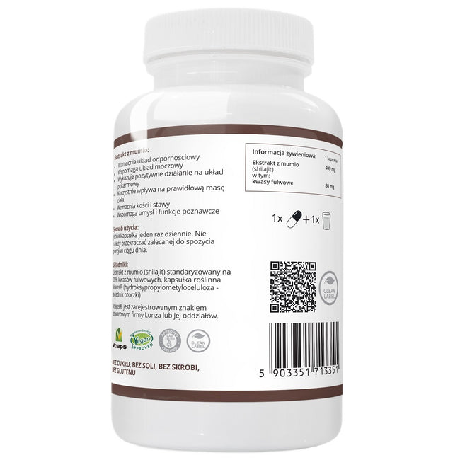 WISH Pharmaceutical Mumio Shilajt 400mg suplement diety 90 kapsułek