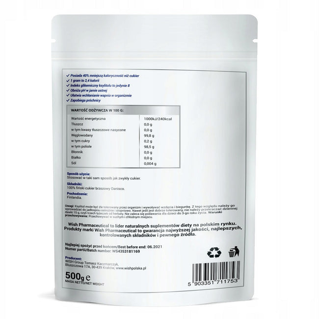 WISH Pharmaceutical Ksylitol fiński cukier brzozowy 500g