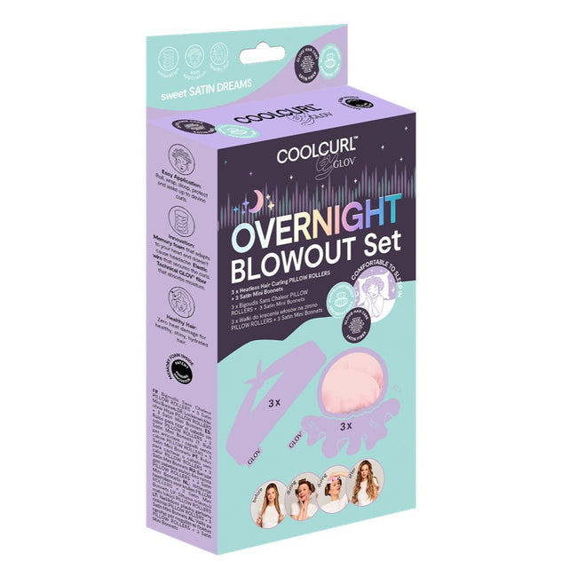 Glov CoolCurl Overnight Blowout wałki do kręcenia włosów na zimno 3szt + Mini satynowe czepki 3szt Pink