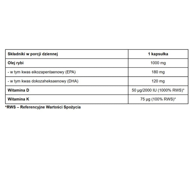 Pharmovit Omega 3 + D3 2000 IU + K2 suplement diety 60 kapsułek