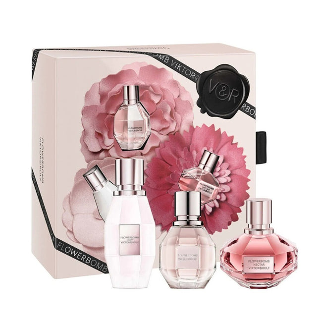Viktor & Rolf Flowerbomb Trio Set zestaw Flowerbomb woda perfumowana spray 7ml + Flowerbomb Ruby Orchid woda perfumowana 7ml + Flowerbomb Nectar woda perfumowana 7ml