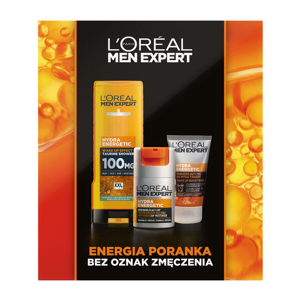 L'Oreal Paris Men Expert Hydra Energetic zestaw żel pod prysznic 400ml + krem nawilżający 50ml + żel do mycia twarzy 100ml
