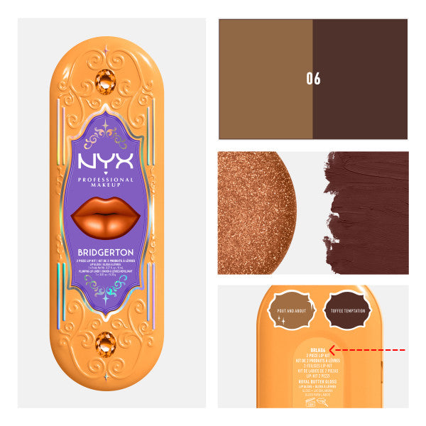 NYX Professional MakeUp Bridgerton Royal Treasures 2-Piece Lip Kit zestaw błyszczyk i konturówka 2szt.