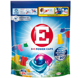 E 3+1 Power Caps kapsułki do prania kolorowych i ciemnych tkanin 24szt.