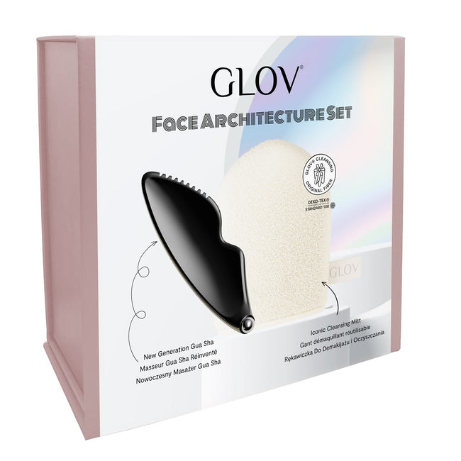 Glov Face Architecture zestaw nowoczesny masażer Gua Sha + rękawiczka do demakijażu i oczyszczania
