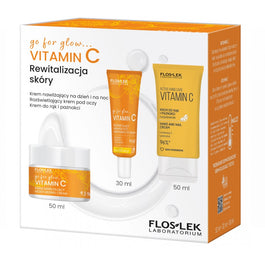 Floslek go for glow…VITAMIN C Rewitalizacja skóry zestaw krem nawilżający na dzień i na noc 50ml + rozświetlający krem pod oczy 30ml + krem do rąk i paznokci 50ml