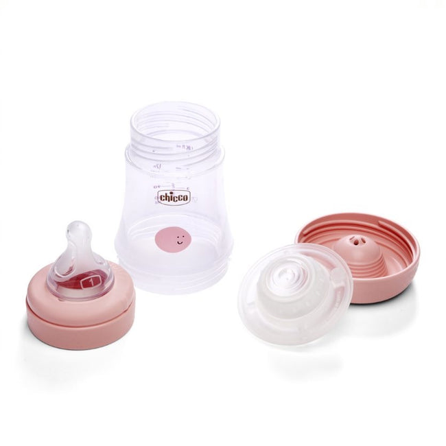 Chicco Perfect5 butelka antykolkowa ze smoczkiem silikonowym przepływ wolny 0m+ Girl 150ml