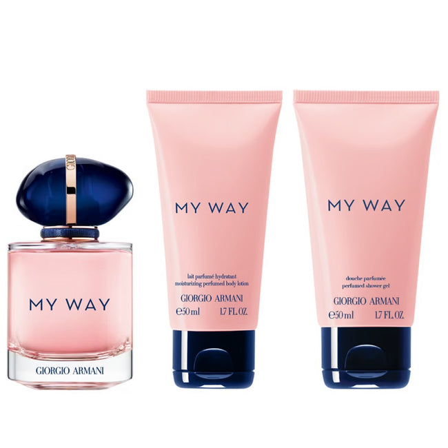 Giorgio Armani My Way zestaw woda perfumowana spray 50ml + balsam do ciała 50ml + żel pod prysznic 50ml