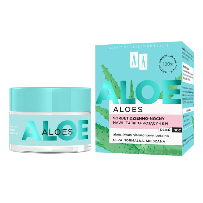 AA Aloes 100% aloe vera extract sorbet dzienno-nocny 48h nawilżająco-kojący 50ml