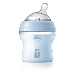 Chicco NaturalFeeling butelka plastikowa ze smoczkiem silikonowym przepływ wolny 0m+ Niebieska 150ml