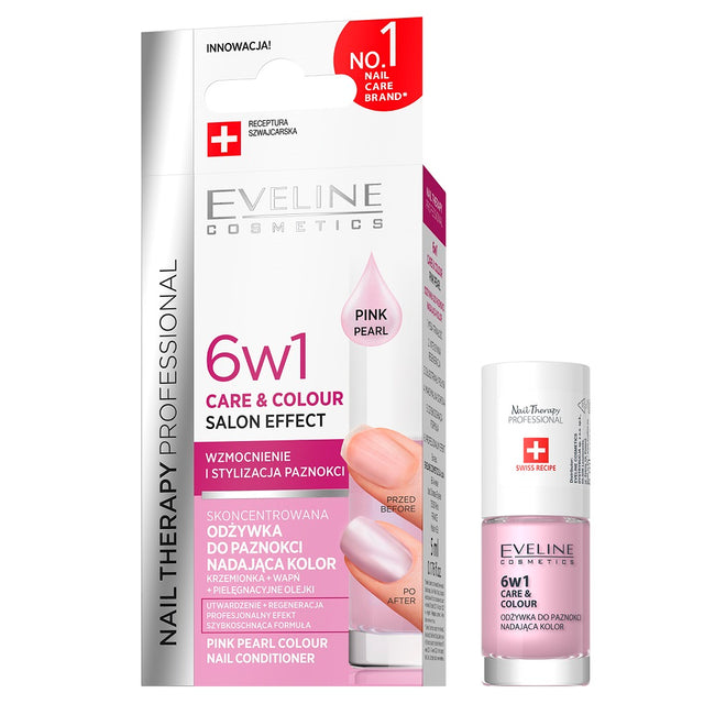 Eveline Cosmetics Nail Therapy Professional 6w1 Care & Colour skoncentrowana odżywka do paznokci nadająca kolor Pink Pearl 5ml