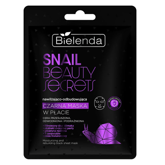 Bielenda Snail Beauty Secrets nawilżająco-odbudowująca czarna maska w płacie