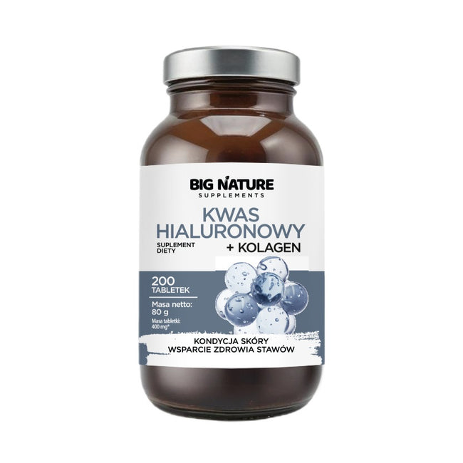 Big Nature Kwas hialuronowy + Kolagen suplement diety 200 tabletek