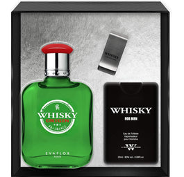 Evaflor Whisky Origin zestaw woda toaletowa spray 100ml + woda toaletowa spray 20ml + klips na banknoty