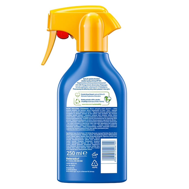 Nivea Sun Kids Protect & Care spray do opalania dla dzieci z bardzo wysoką ochroną SPF50+ 250ml