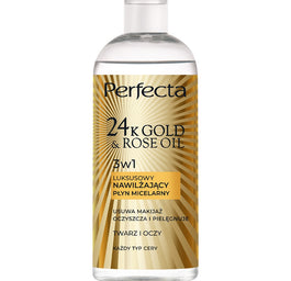 Perfecta 24K Gold & Rose Oil luksusowy nawilżający płyn micelarny 400ml