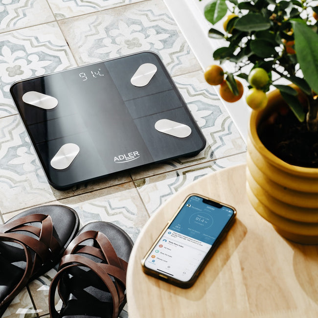 Adler Smart waga łazienkowa analityczna AD 8186 Czarna