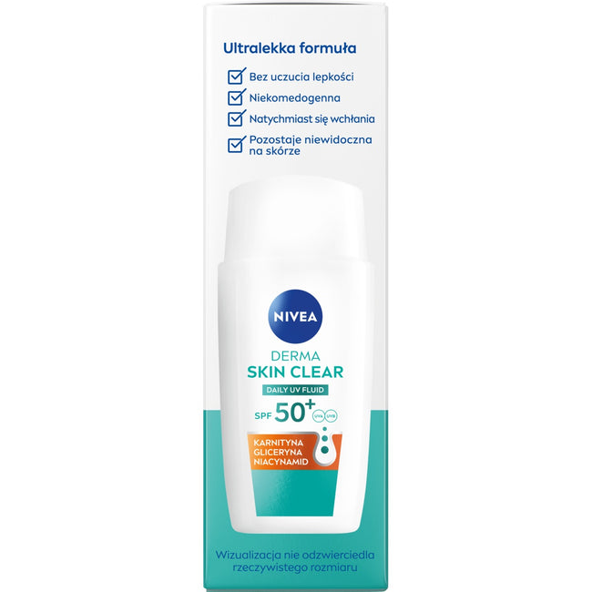 Nivea Derma Skin Clear Daily UV fluid SPF50+ pod makijaż 40ml