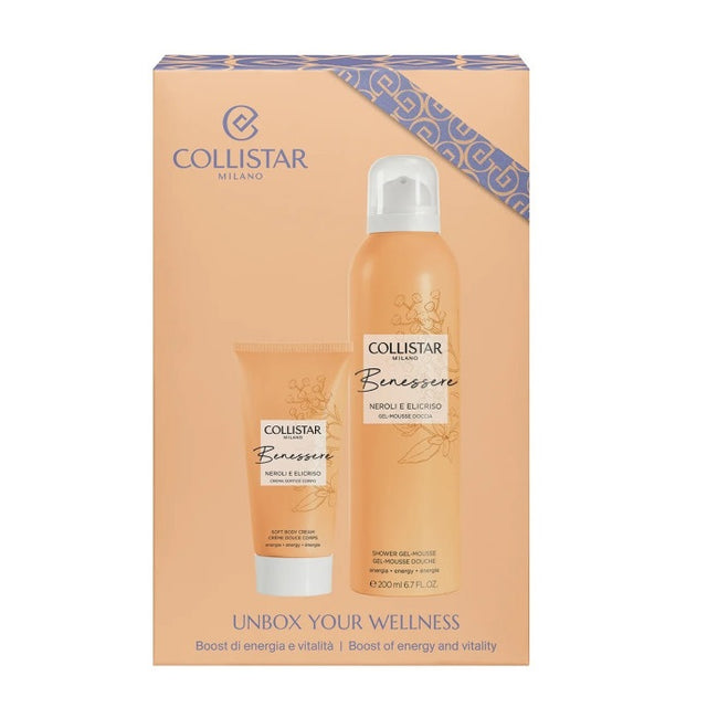 Collistar Unbox Your Wellness zestaw żel-mus pod prysznic 200ml + puszysty krem do ciała 50ml