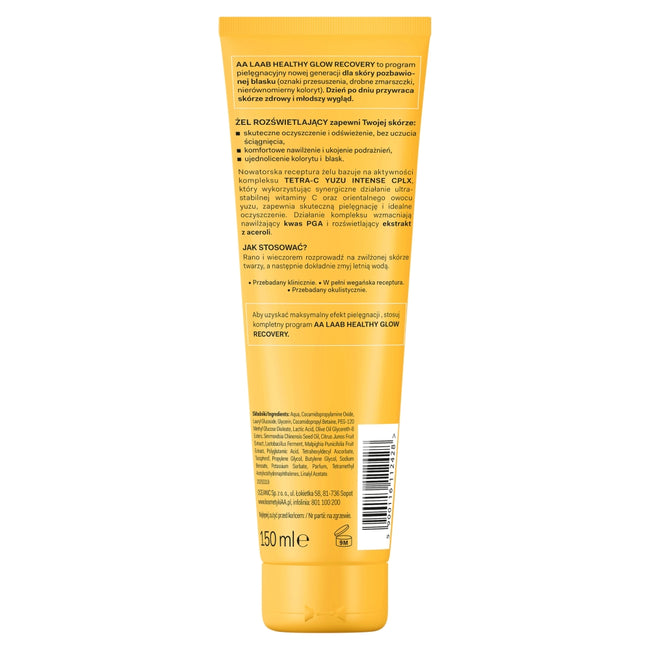 AA LAAB Tetra-C Yuzu rozświetlający żel do mycia twarzy 150ml