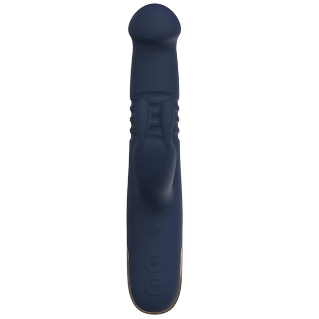 Dream Toys Goddess Collection Phaedra wibrator ze stymulacją łechtaczki posuwisto-zwrotny Granatowy