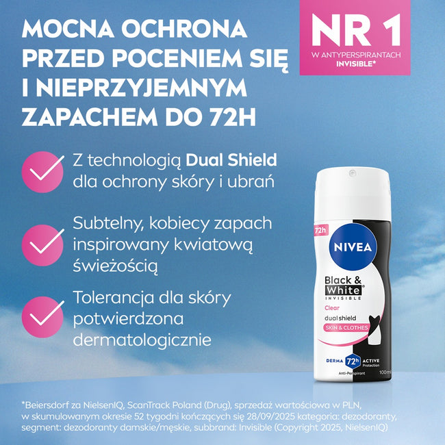 Nivea Black & White Invisible Clear antyperspirant spray 100ml