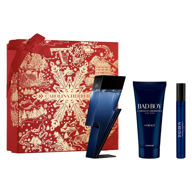 Carolina Herrera Bad Boy Cobalt zestaw woda perfumowana spray 100ml + żel pod prysznic 100ml + woda perfumowana spray 10ml