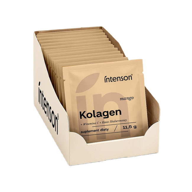 Intenson Kolagen + Witamina C + Kwas Hialuronowy suplement diety Mango 20x11.5g