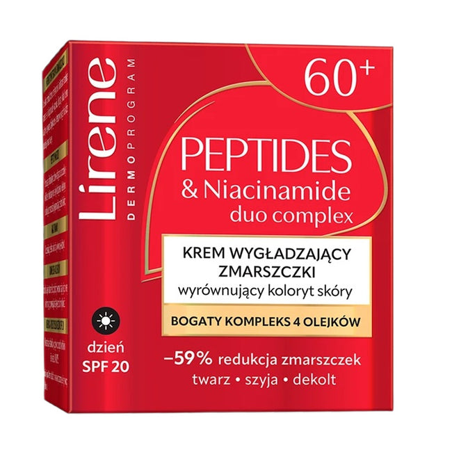 Lirene Peptides & Niacinamide krem wygładzający zmarszczki wyrównujący koloryt skóry na dzień 60+ 50ml