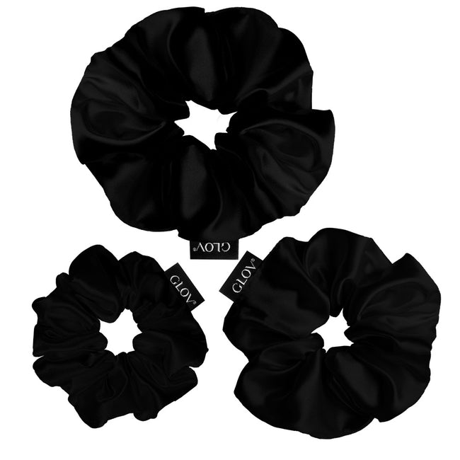 Glov Satin Scrunchies gumki do włosów S/M/L Black 3szt
