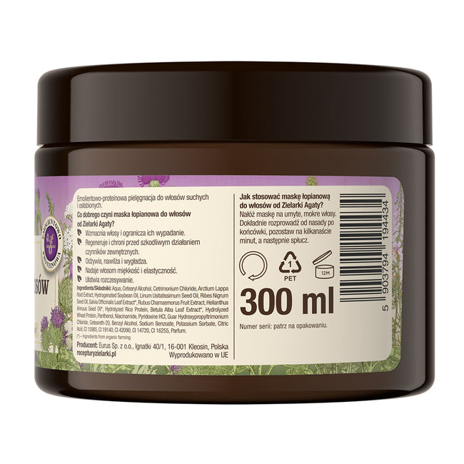 Receptury Zielarki Maska łopianowa do włosów suchych i osłabionych 300ml