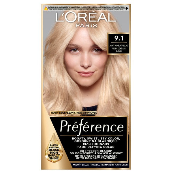 L'Oreal Paris Preference farba do włosów 9.1 Jasny Popielaty Blond