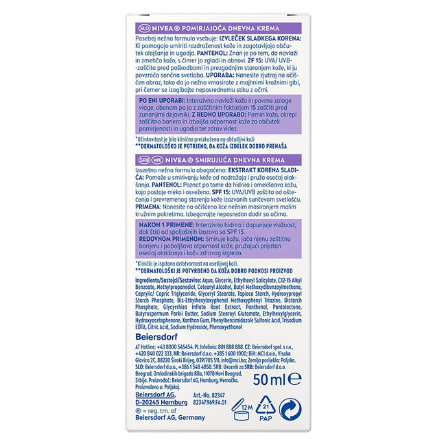 Nivea 24H Nawilżenia kojący krem do twarzy SPF15 50ml