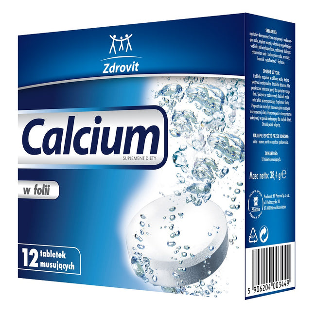 Zdrovit Calcium w folii suplement diety 12 tabletek musujących