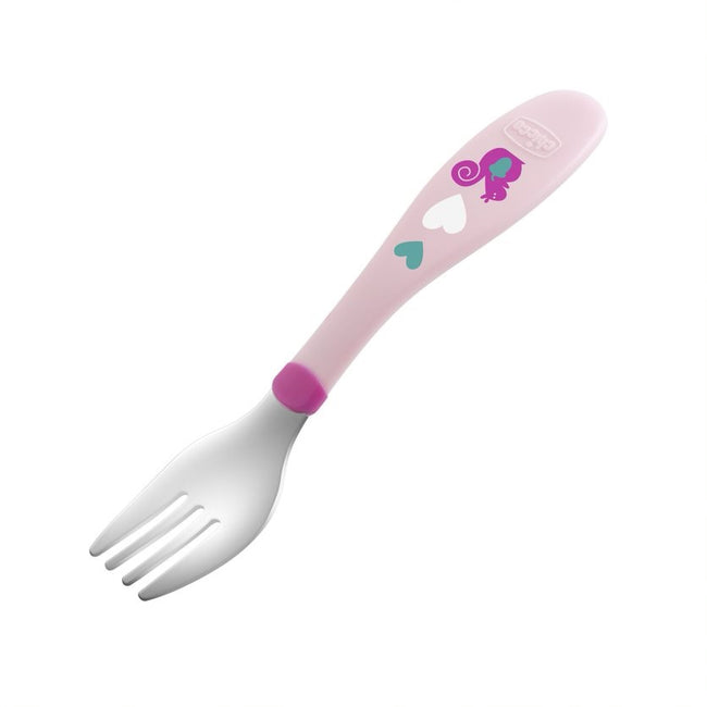 Chicco Metal Cutlery sztućce metalowe 18m+ Różowe