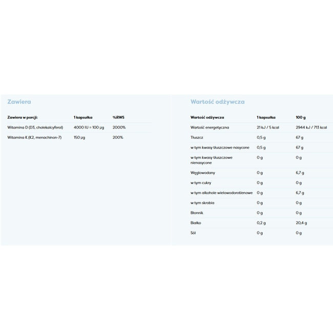 Osavi Witamina D3 + K2 4000IU + 150μg suplement diety 60 kapsułek