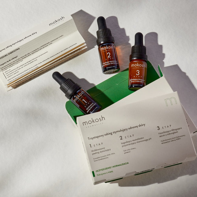 Mokosh Trzyetapowy zabieg stymulujący odnowę skóry Pokrzywa z miętą 3x7ml