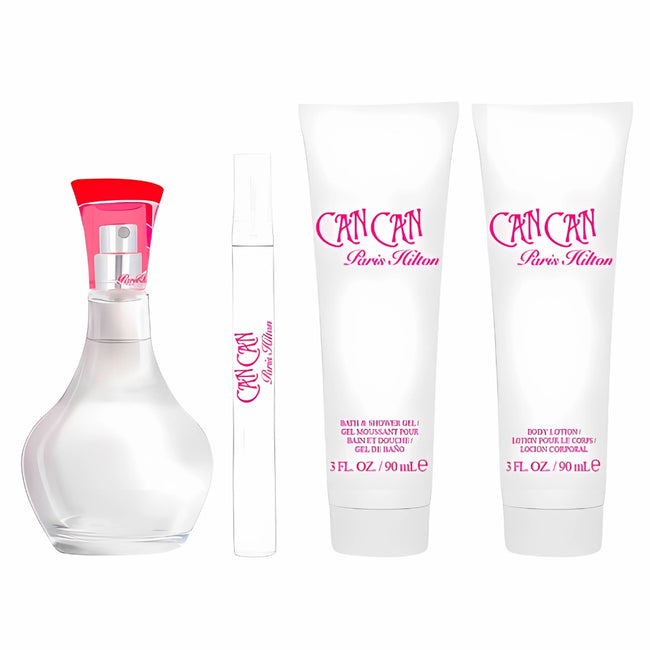 Paris Hilton Can Can zestaw woda perfumowana spray 100ml + balsam do ciała 90ml + żel pod prysznic 90ml + woda perfumowana spray 10ml