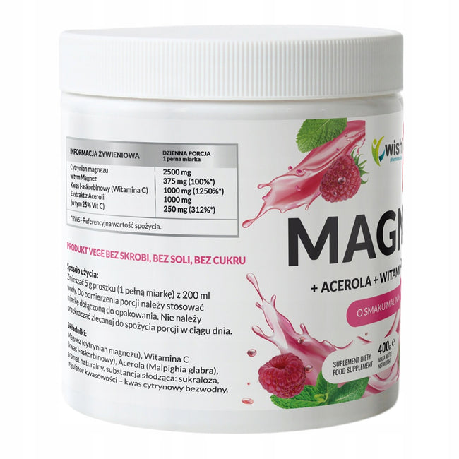 WISH Pharmaceutical Magnez + Acerola + Witamina C 1000mg suplement diety w proszku 400g