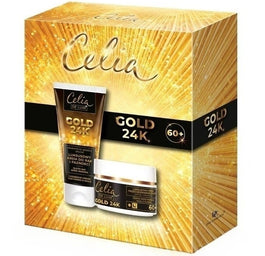 Celia De Luxe Gold 24K zestaw luksusowy krem przeciwzmarszczkowy 60+ 50ml + luksusowy krem do rąk i paznokci 80ml