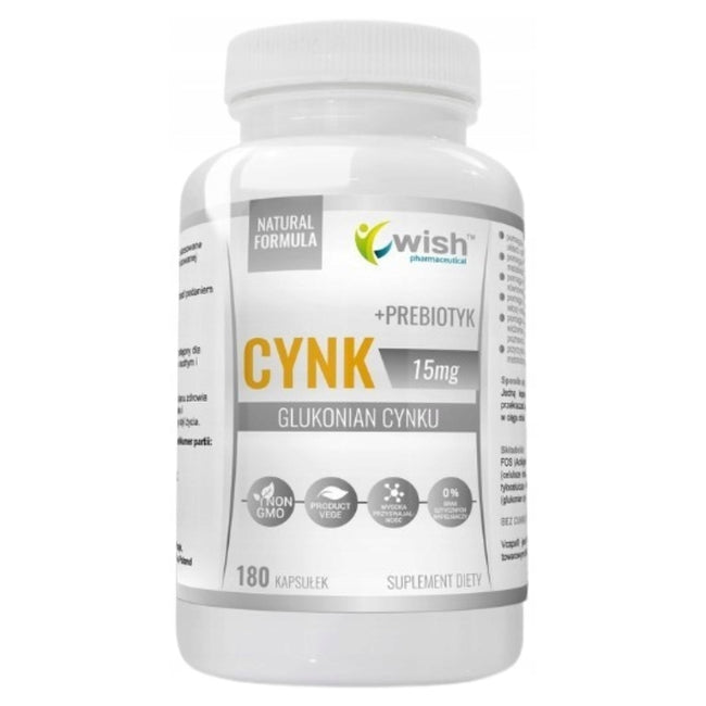 WISH Pharmaceutical Cynk glukonian cynku 15mg suplement diety 180 kapsułek