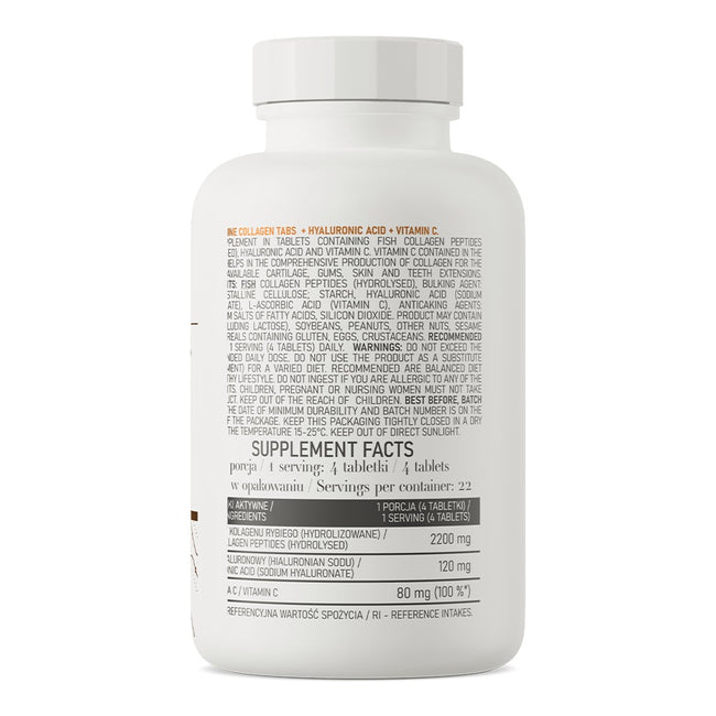 OstroVit Marine Collagen kolagen morski + kwas hialuronowy + witamina C suplement diety 90 tabletek