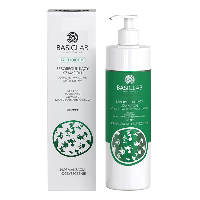 BasicLab Trichologis seboregulujący szampon do tłustej i wrażliwej skóry głowy 300ml
