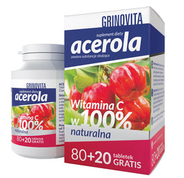 Grinovita Acerola suplement diety 100 tabletek do ssania